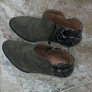 Vionic Tan Ankle Boots with Snakeskin Accent